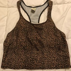 Kortni Jeane Racer Back Top, Large, Leopard Print